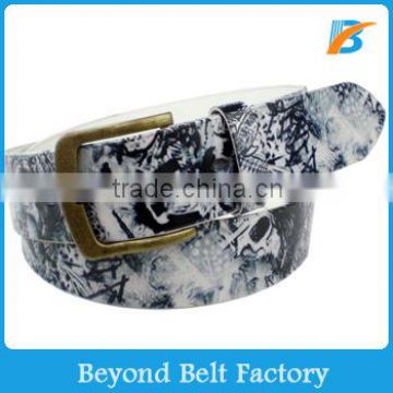 Beyond Fashion Printed Genuine Leather Belt with Nickle Free Brass Buckle and Screw for Women