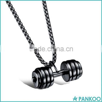 Yiwu Factory Wholesale Fashion Stainless Steel Dumbbell Pendant Necklace Barbell Necklace Fitness Jewelry