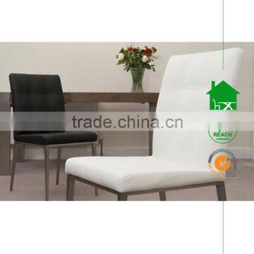 DC-2513 Colorful modern high quality white Leather Dining Chair with Brushed Steel Legs