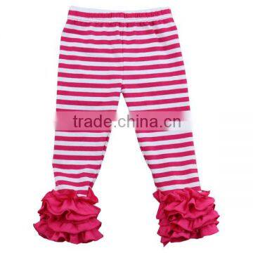 Fashionable pants for girl sew sassy icing legging stripe ruffle leggings pants wholesale