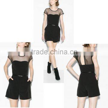Hot design! Summer Fashion wholesale Tulle Panel Jumpsuit For Woman S1025