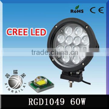 7" round 60w 9-32v 4200lumen led work lihgt IP68 RGD1049 road roller led work light