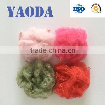 Recycled dyed short polyester staple fiber