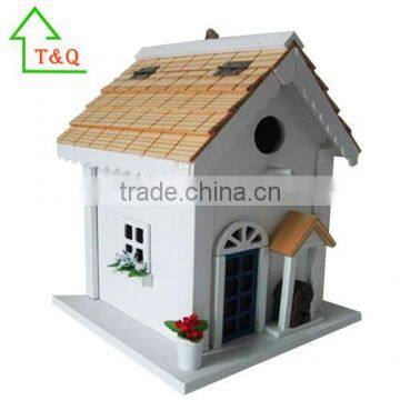 Hanging White wooden Cottage Bird house