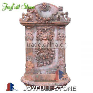 Carved Red Marble Wall Fountain