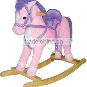 Plush pink rocking horse with sound new ride on toys for girls