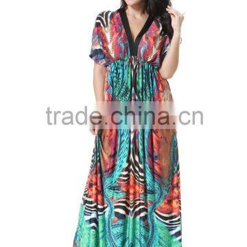 Hot Long Beach Skirt Fat Bat Sleeve L Ice Soft Silk Dress photo-4