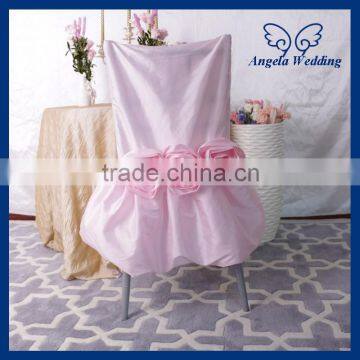 CH030D Angela Wedding fancy wedding ruffled taffeta light pink chair covers with flower