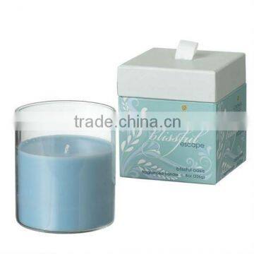 Gift Scented Candle in clear glass jar and high end cardboard box with ribbon