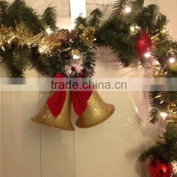 Lighted Prelit Gold Red Bell Shatterproof Ornament 9 Feet Christmas Garland photo-3