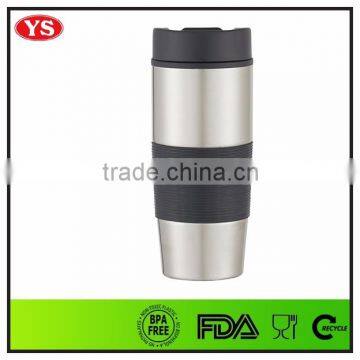 Drink ware type 16 ounce Double wall insulated stainless steel coffee tumbler with push lid
