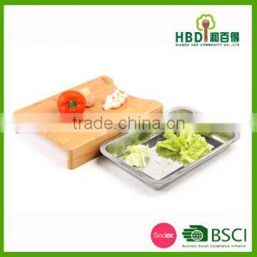 wooden bamboo kitchen cutting Board with s/s tray