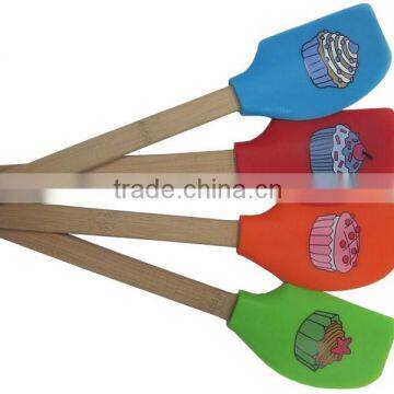 10'' Long Wooden handle Printing silicone spatula