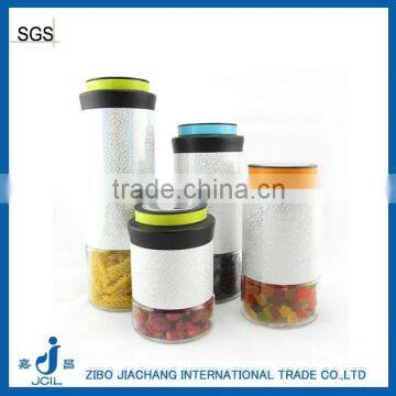 colorful glass bottle with plastic screw cap for cookies