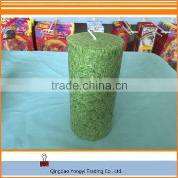 Unscented Green Marble Finish Pillar Candle/Cheap Decorative Pillar Candles