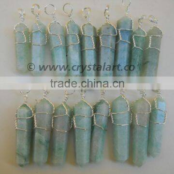GEMSTONE DOUBLE POINT WRAPPING PENDANTS