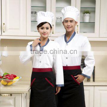 White customized with good quality double breasted cotton/polyester cooking chef