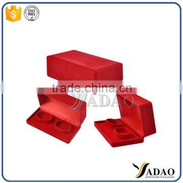 Accept Alibaba Trade Assurance Custom red flocking square jewellery case