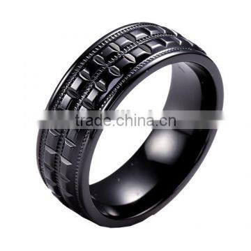 Custom logo 8mm Black zirconium Ring comfort fit black titanium ring