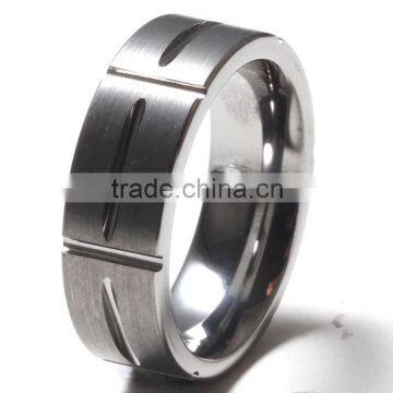 Brushed grooved tungsten rings blank