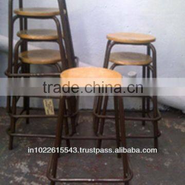 METAL Base WOOD top bar STOOL, INDUSTRIAL Cheap Metal Bar stool