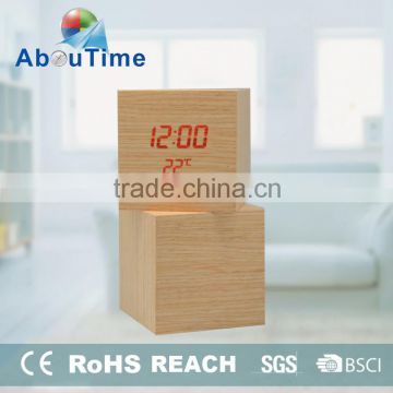 New Customized cube digital LED wooden table clcok