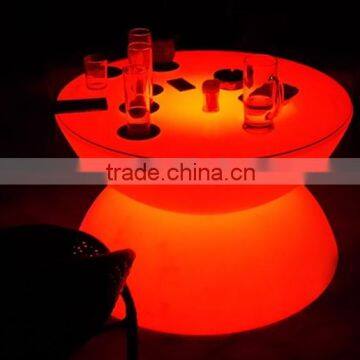 IP65 waterproof round shaped illuminated outdoor led coffee table