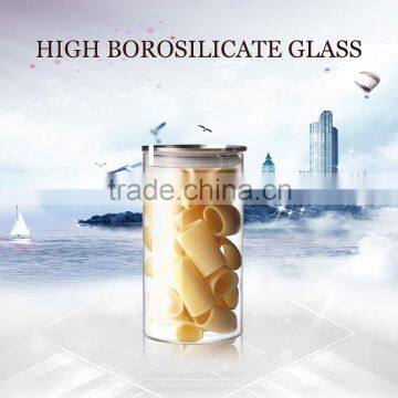 high borosilicate handmade glass steel food container jar for 1000ml