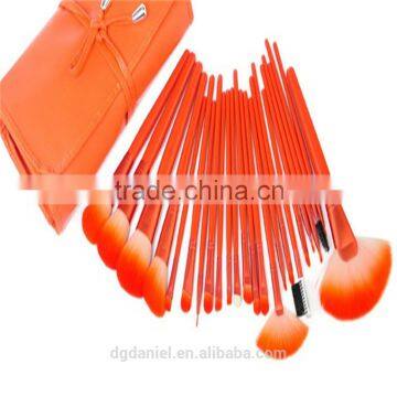 Professional Custom Logo Orange Makeup Cosmetic Brushes Set 24pcs With Orange PU Pouch photo-3