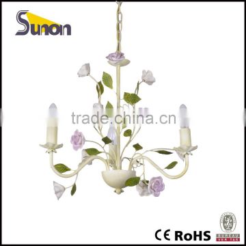 SD0896/3 used in the living room country styel shining color mini rose decorative cheap chandelier