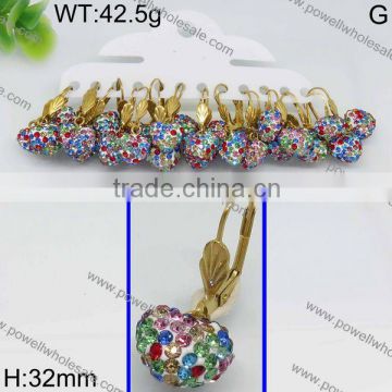 Wholesale Factory price solid diamond gold heart earrings