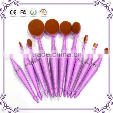 NEW design foundation brush for makeup synthetic oval bling makeup brush 10pcs