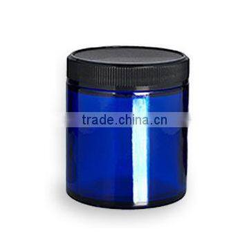 Cobalt Blue Glass Jar 4 oz(120ml) w/ Std Black Lid