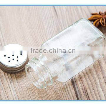 60ml Small Square Glass Packaging Condiment Bottle with Stainless Steel Mesh Lids