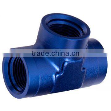 1/8 Inch Aluminium Hose Fitting Blue NPT Female Tee photo-3