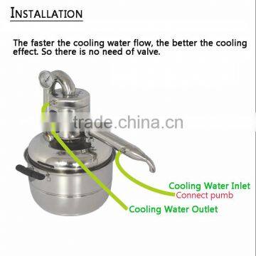 High Quality Household Stainless Steel 15L Home Alcohol Distiller For Sale With Thermometer Spirits(Alcohol) Distillation Boiler photo-3