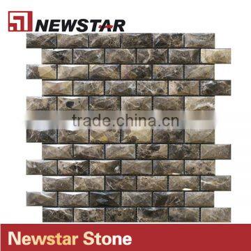 Emperador Dark 3D Beveled Brick Mosaic photo-2