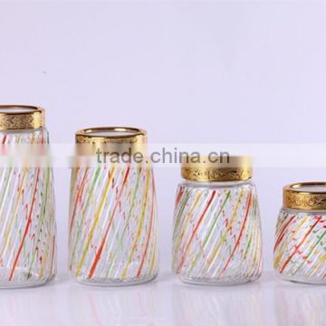 4pcs colored glass storage jar set