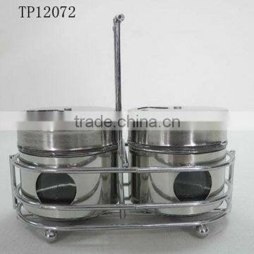 2016 high quality stainless steel glass spice jar set with frame