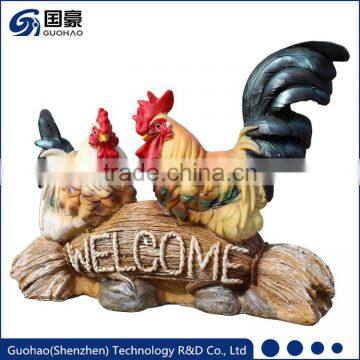 Impressive Resin Rooster hen welcome sign garden statues