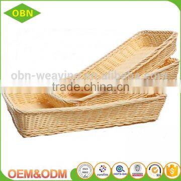 Customized Food Storage Hand Woven Empty Plastic Poly Rattan Bread Fruit Vegetable Display Basket photo-4