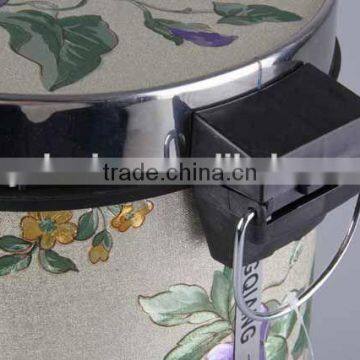 Printed Plastic Trash Can Stainless Steel Pedal Rubbish Bin Household Garbage Can photo-4