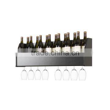 MDF Wooden Wall Mounted Wine Display With Stemware Holder New Design Wall Shelf for Wine Holder Floating Wine Rack photo-3