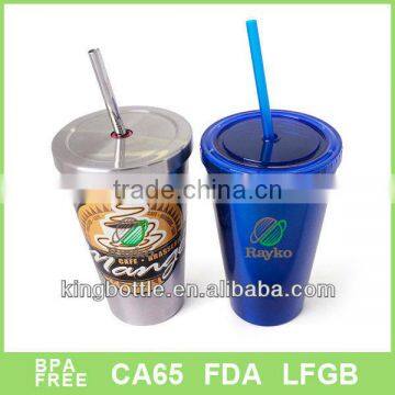 Stainless steel Straw mug with Coffee,Travel mug