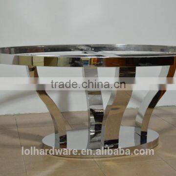 Stainless Steel Base Round Dining Table With Marble Top photo-6