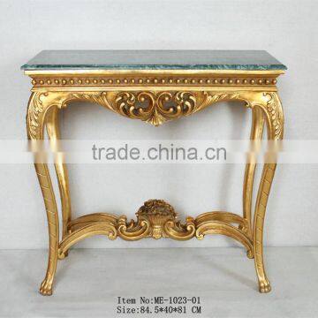Reproduction Hand Carved Furniture Console Table With Green Marble photo-2