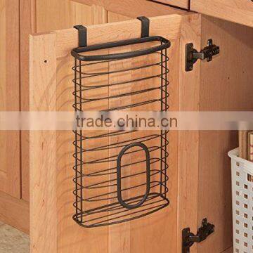 Over the Cabinet Kitchen Metal Storage Holder for Plastic and Garbage Bags - Black photo-2
