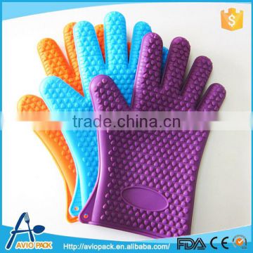 Wholesale heat resistant silicone gloves for BBQ, baking, cooking