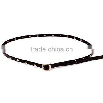Wholesale Rivet Decorated Square Buckle Sex Women Lady Thin PU Waist Belt photo-2