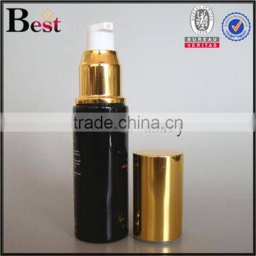 30ml Cosmetic Lotion Screen Printing Black Glass Bottle Gold Aluminum Pump and Cap China Suppliers photo-6